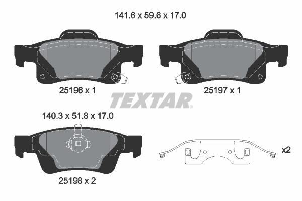 Set placute frana,frana disc puntea spate (2519603 TEXTAR) JEEP