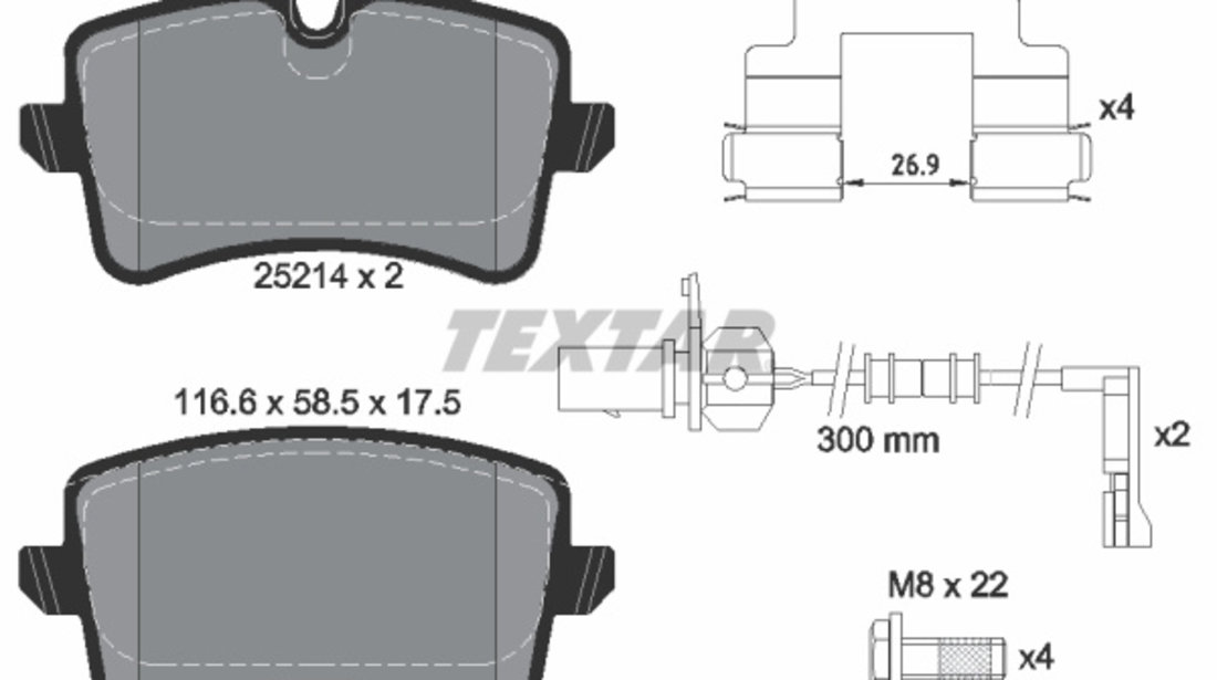 Set placute frana,frana disc puntea spate (2521401 TEXTAR) AUDI,AUDI (FAW),VW (SVW)