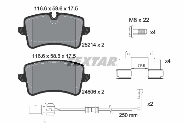 Set placute frana,frana disc puntea spate (2521405 TEXTAR) AUDI