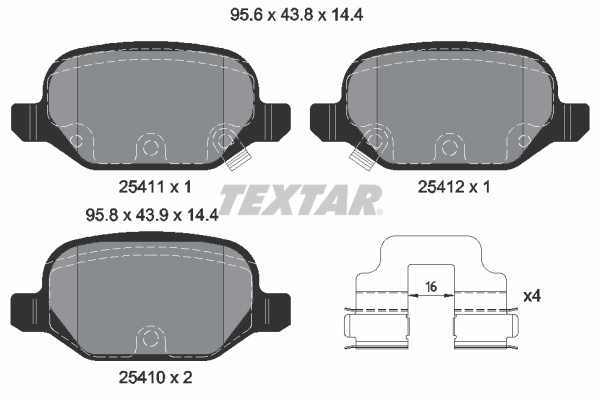 Set placute frana,frana disc puntea spate (2541101 TEXTAR) FIAT
