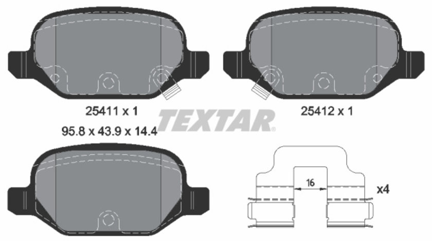 Set placute frana,frana disc puntea spate (2541101 TEXTAR) FIAT