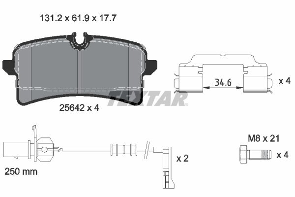 Set placute frana,frana disc puntea spate (2564201 TEXTAR) AUDI