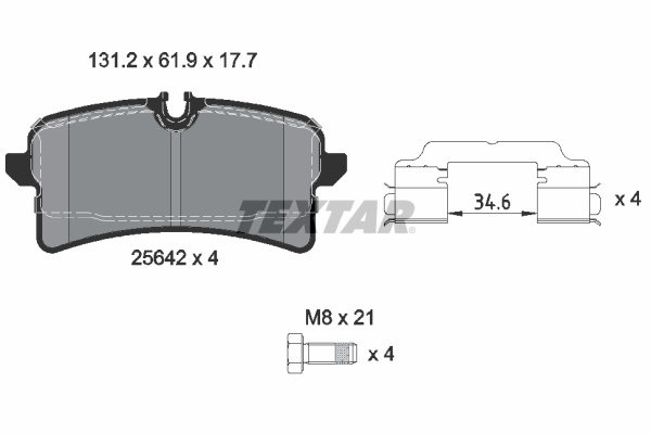 Set placute frana,frana disc puntea spate (2564203 TEXTAR) PORSCHE