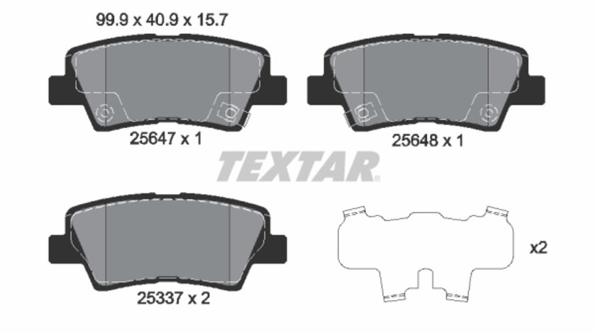 Set placute frana,frana disc puntea spate (2564701 TEXTAR) HYUNDAI,KIA,SSANGYONG