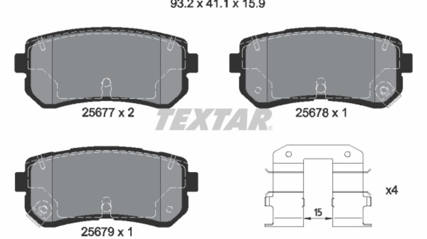 Set placute frana,frana disc puntea spate (2567701 TEXTAR) HYUNDAI,KIA,KIA (DYK)