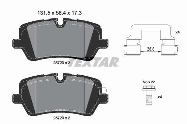 Set placute frana,frana disc puntea spate (2572001 TEXTAR) LAND ROVER