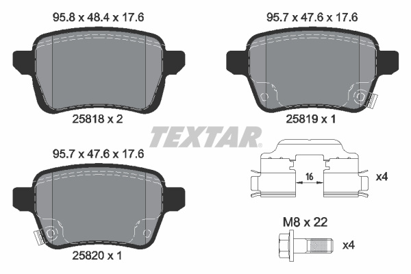 Set placute frana,frana disc puntea spate (2581802 TEXTAR) FIAT