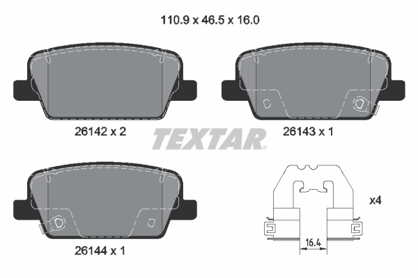 Set placute frana,frana disc puntea spate (2614201 TEXTAR) HYUNDAI