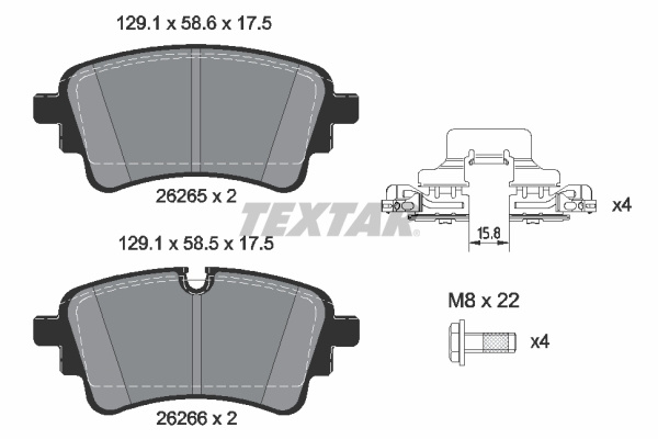Set placute frana,frana disc puntea spate (2626503 TEXTAR) AUDI,AUDI (FAW)