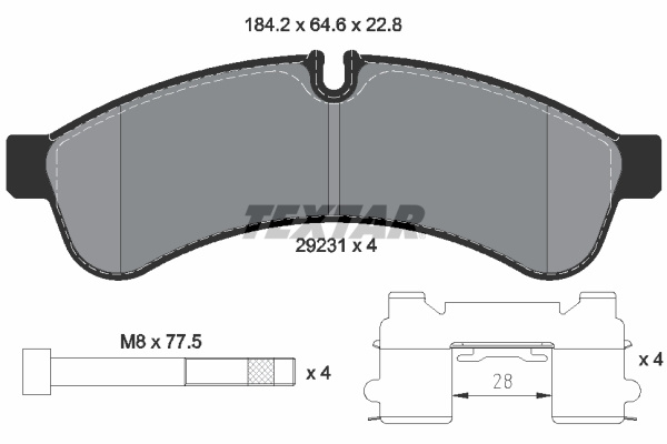 Set placute frana,frana disc puntea spate (2923101 TEXTAR) IRISBUS,IVECO