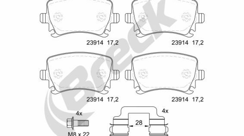 Set placute frana,frana disc puntea spate (239140070410 BRK) AUDI,SEAT,SKODA,VW