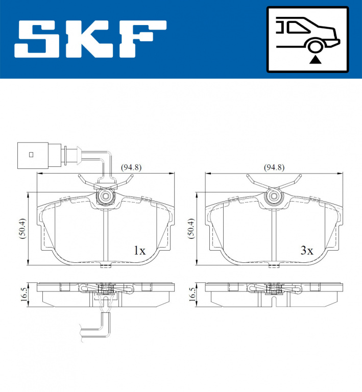 Set placute frana,frana disc puntea spate (VKBP90493E SKF) VW
