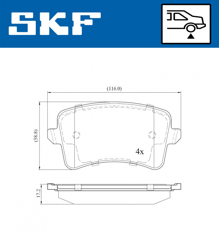 Set placute frana,frana disc puntea spate (VKBP90052 SKF) AUDI