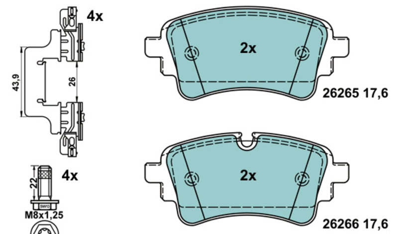 Set placute frana,frana disc puntea spate (13047026472 ATE) AUDI