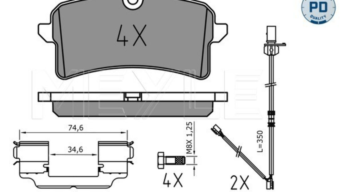 Set placute frana,frana disc puntea spate (0252464317PD MEYLE) AUDI,PORSCHE