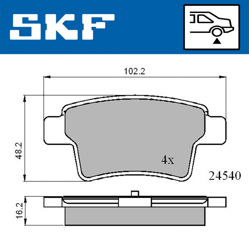 Set placute frana,frana disc puntea spate (VKBP90088 SKF) Citroen,PEUGEOT