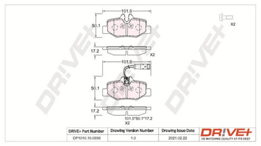 Set placute frana,frana disc puntea spate (DP1010100898 DRIVE) MERCEDES-BENZ,MERCEDES-BENZ (FJDA)