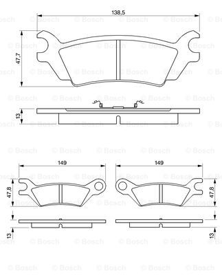 Set placute frana,frana disc puntea spate (0986468990 BOSCH) MAZDA