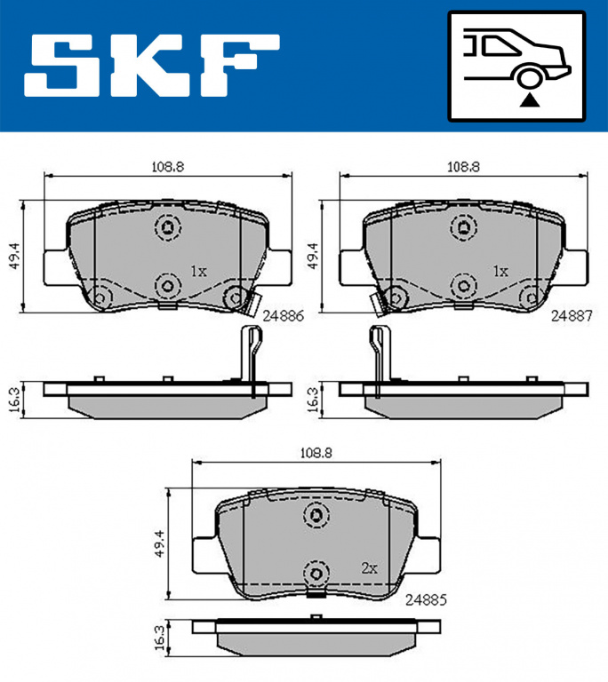 Set placute frana,frana disc puntea spate (VKBP90458A SKF) TOYOTA