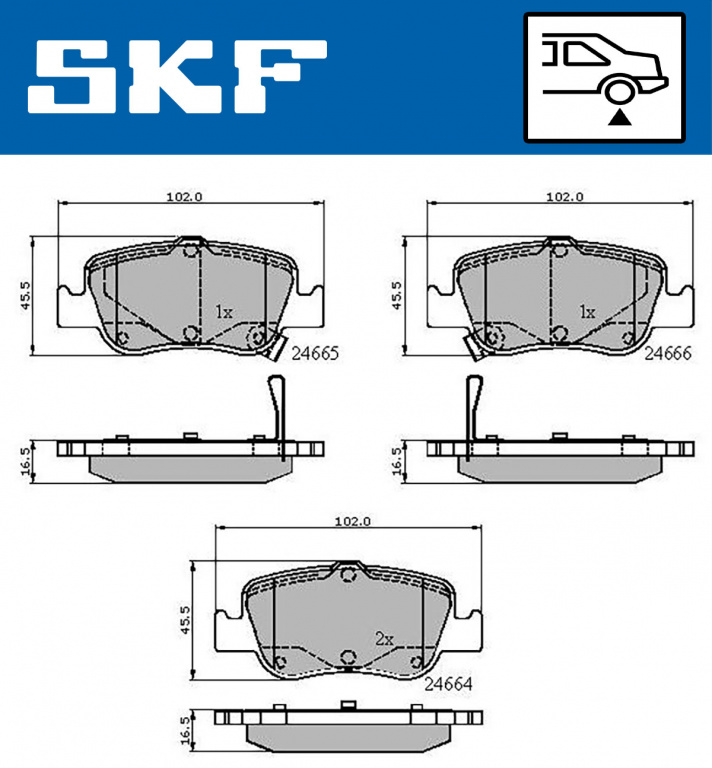 Set placute frana,frana disc puntea spate (VKBP90191A SKF) TOYOTA