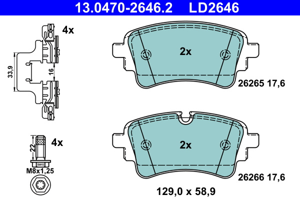 Set placute frana,frana disc puntea spate (13047026462 ATE) AUDI