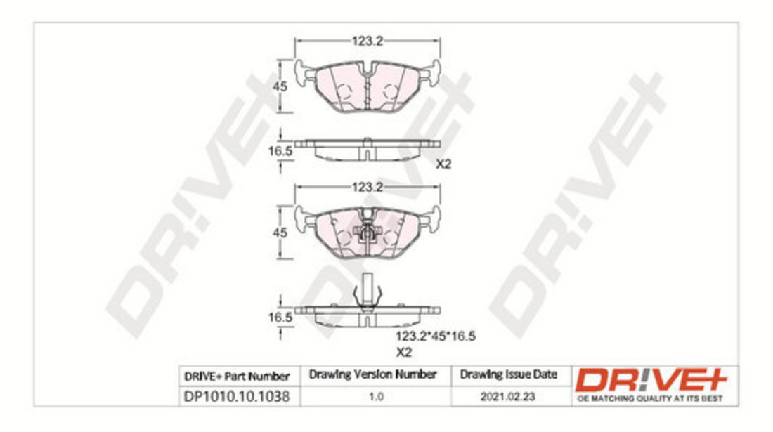 Set placute frana,frana disc puntea spate (DP1010101038 DRIVE) ALPINA,BMW,MG,MG (SAIC),ROVER,SAAB