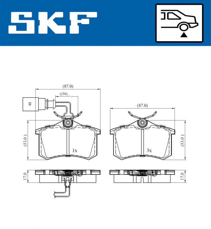Set placute frana,frana disc puntea spate (VKBP90452E SKF) FORD,SEAT,VW