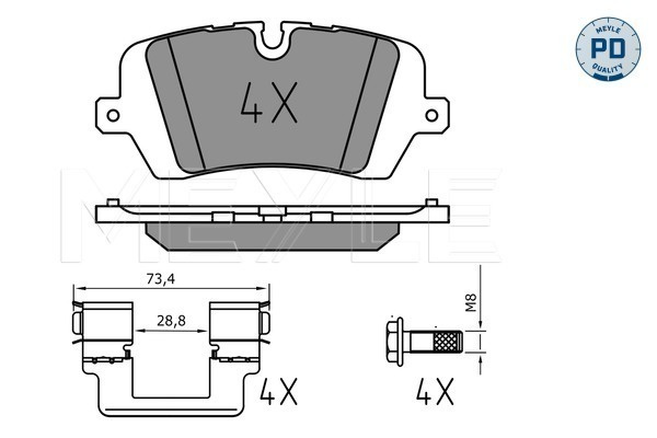 Set placute frana,frana disc puntea spate (0252572016PD MEYLE) LAND ROVER