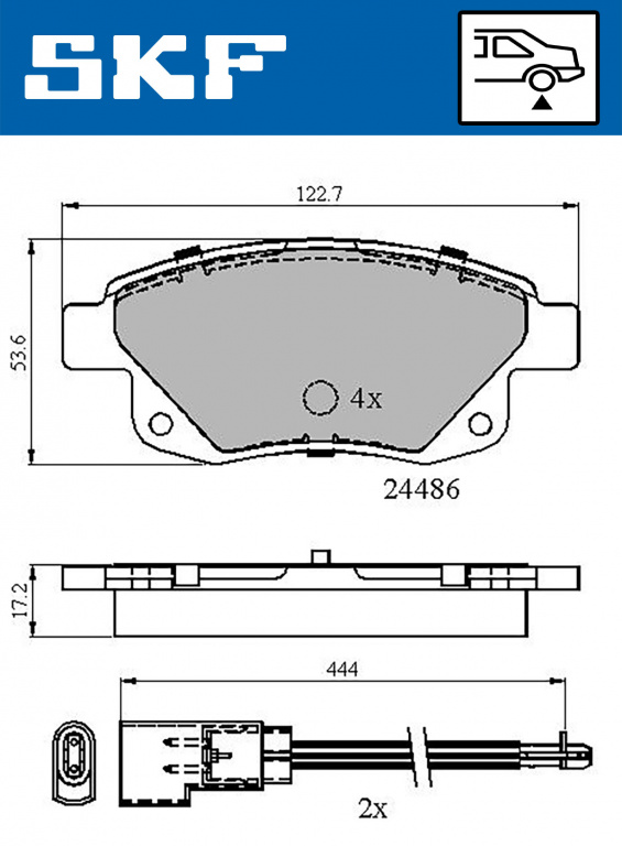 Set placute frana,frana disc puntea spate (VKBP90077E SKF) FORD