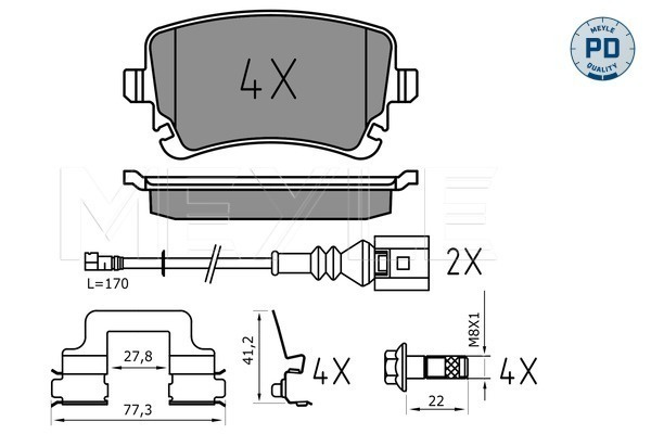 Set placute frana,frana disc puntea spate (02523326171PD MEYLE) VW