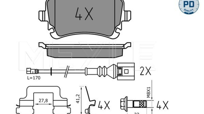 Set placute frana,frana disc puntea spate (02523326171PD MEYLE) VW