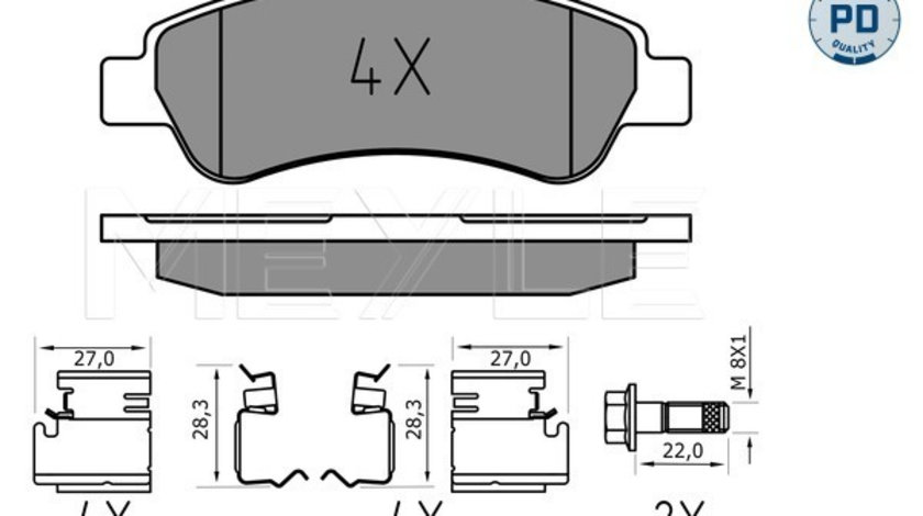 Set placute frana,frana disc puntea spate (0252446519PD MEYLE) Citroen,FIAT,PEUGEOT