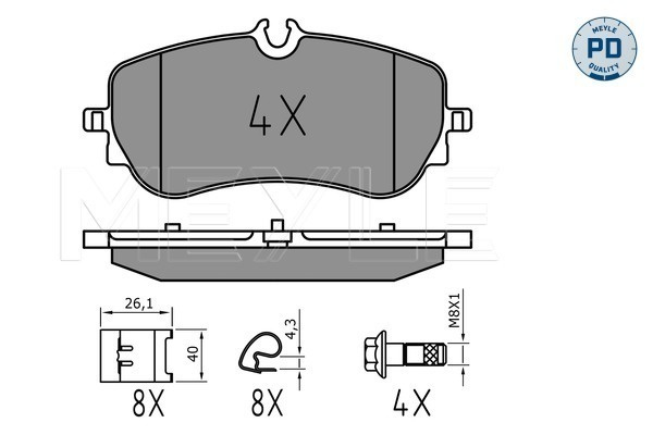 Set placute frana,frana disc puntea spate (0252280219PD MEYLE) MAN,VW
