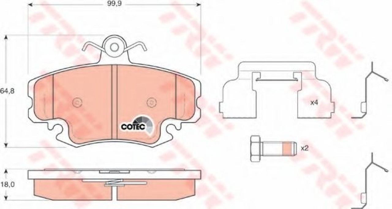 Set placute frana,frana disc RENAULT CLIO II (BB0/1/2, CB0/1/2) (1998 - 2005) TRW GDB1634 piesa NOUA