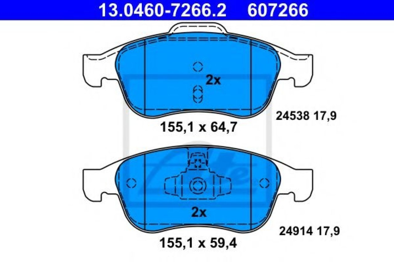 Set placute frana,frana disc RENAULT FLUENCE (L30) (2010 - 2016) ATE 13.0460-7266.2 piesa NOUA