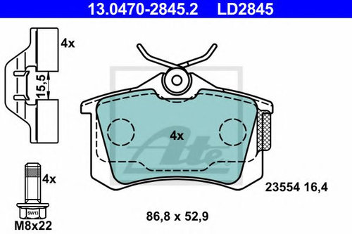 Set placute frana,frana disc RENAULT GRAND SCENIC II (JM0/1) (2004 - 2016) ATE 13.0470-2845.2 piesa ...