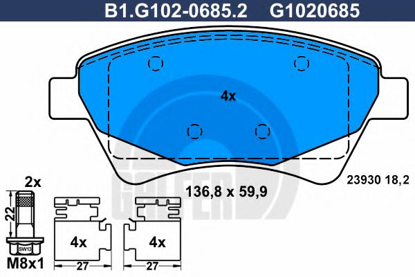 Set placute frana,frana disc RENAULT GRAND SCENIC II (JM0/1) (2004 - 2016) GALFER B1.G102-0685.2 piesa NOUA