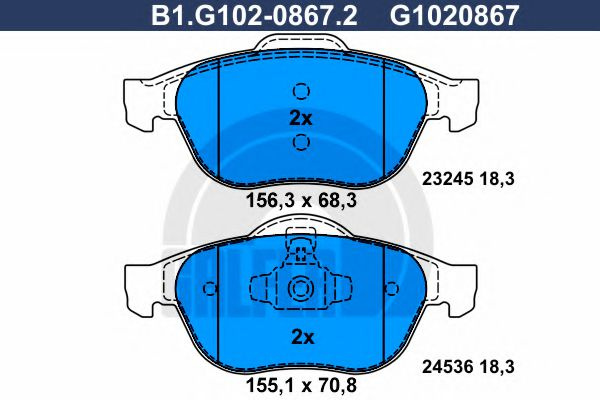 Set placute frana,frana disc RENAULT GRAND SCENIC II (JM0/1) (2004 - 2016) GALFER B1.G102-0867.2 piesa NOUA