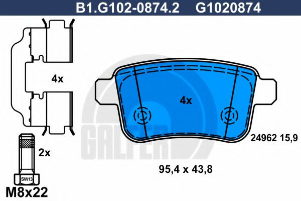 Set placute frana,frana disc RENAULT KANGOO / GRAND KANGOO (KW0/1) (2008 - 2016) GALFER B1.G102-0874.2 piesa NOUA