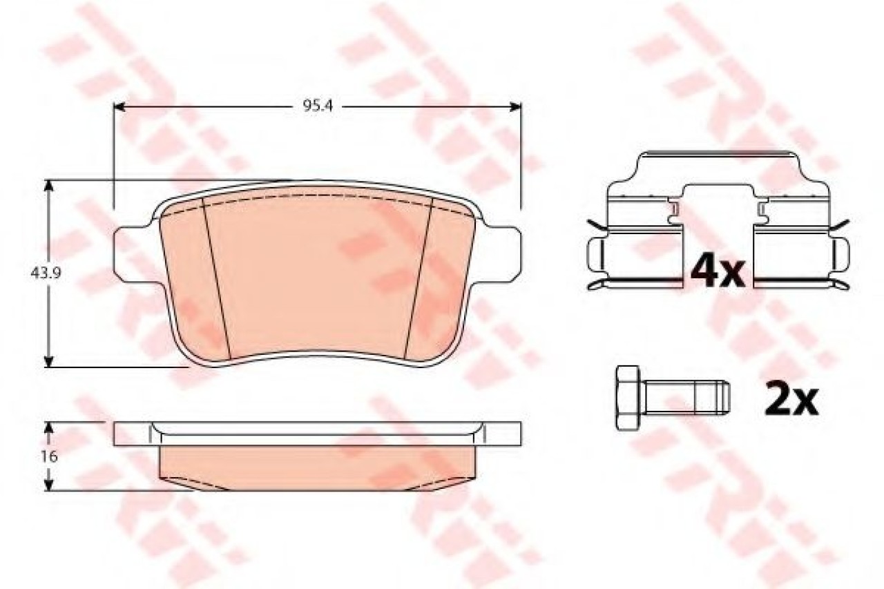 Set placute frana,frana disc RENAULT KANGOO / GRAND KANGOO (KW0/1) (2008 - 2016) TRW GDB1786 piesa NOUA