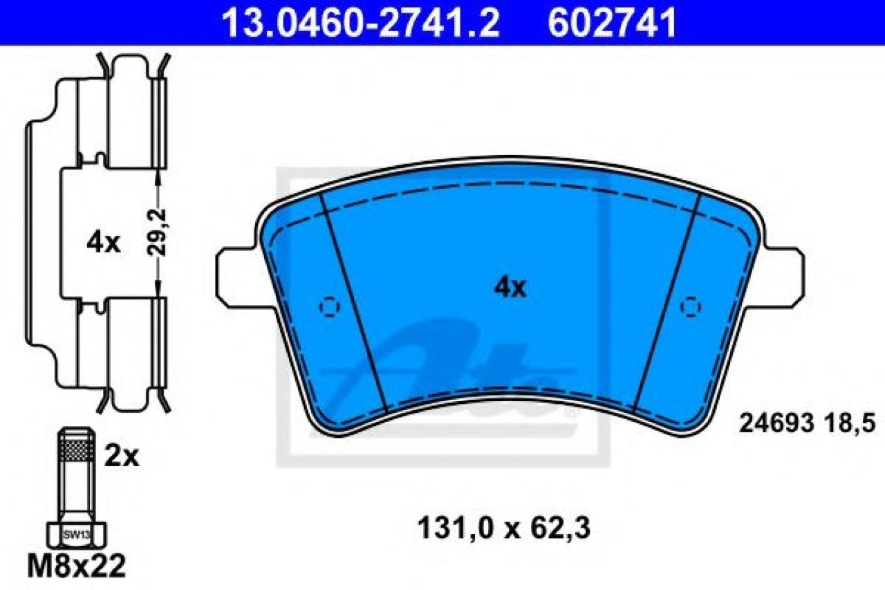 Set placute frana,frana disc RENAULT KANGOO / GRAND KANGOO (KW0/1) (2008 - 2016) ATE 13.0460-2741.2 piesa NOUA