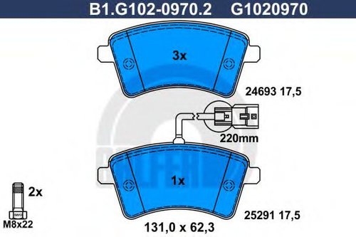 Set placute frana,frana disc RENAULT KANGOO / GRAND KANGOO (KW0/1) (2008 - 2016) GALFER B1.G102-0970...