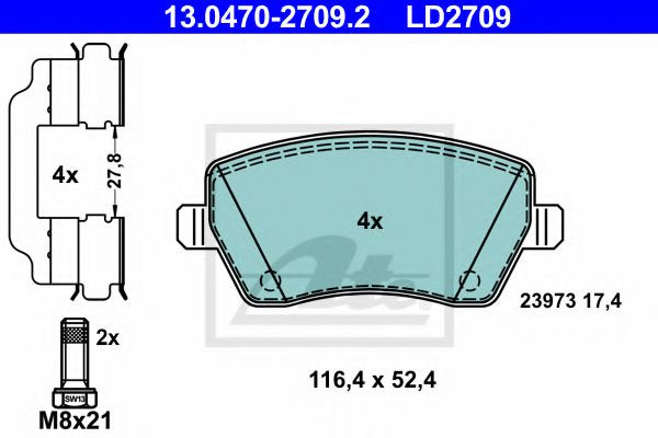 Set placute frana,frana disc RENAULT KANGOO Express (FW0/1) (2008 - 2016) ATE 13.0470-2709.2 piesa NOUA