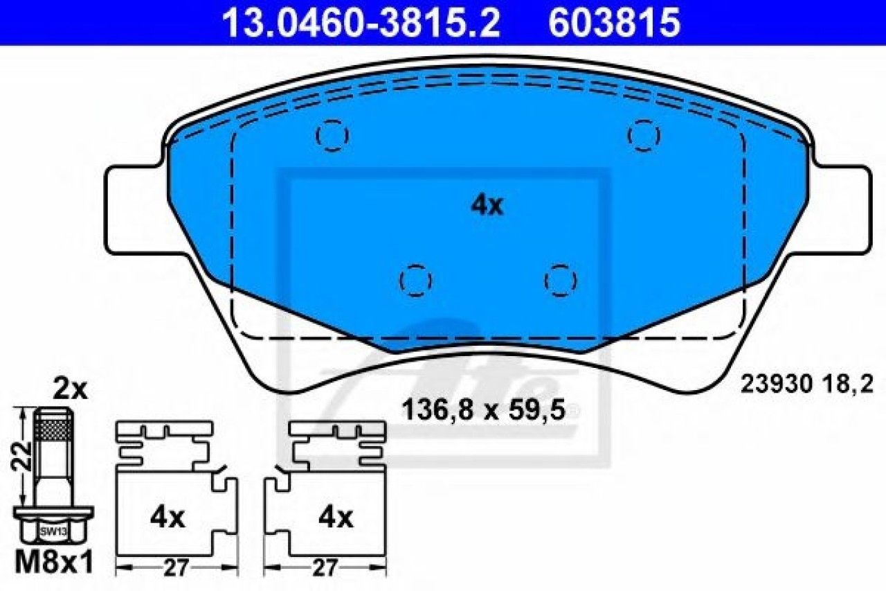 Set placute frana,frana disc RENAULT KANGOO Express (FC0/1) (1997 - 2007) ATE 13.0460-3815.2 piesa NOUA