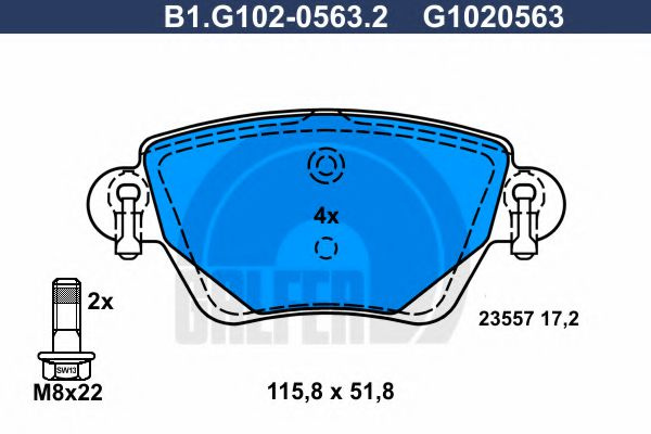 Set placute frana,frana disc RENAULT KANGOO Express (FC0/1) (1997 - 2007) GALFER B1.G102-0563.2 piesa NOUA