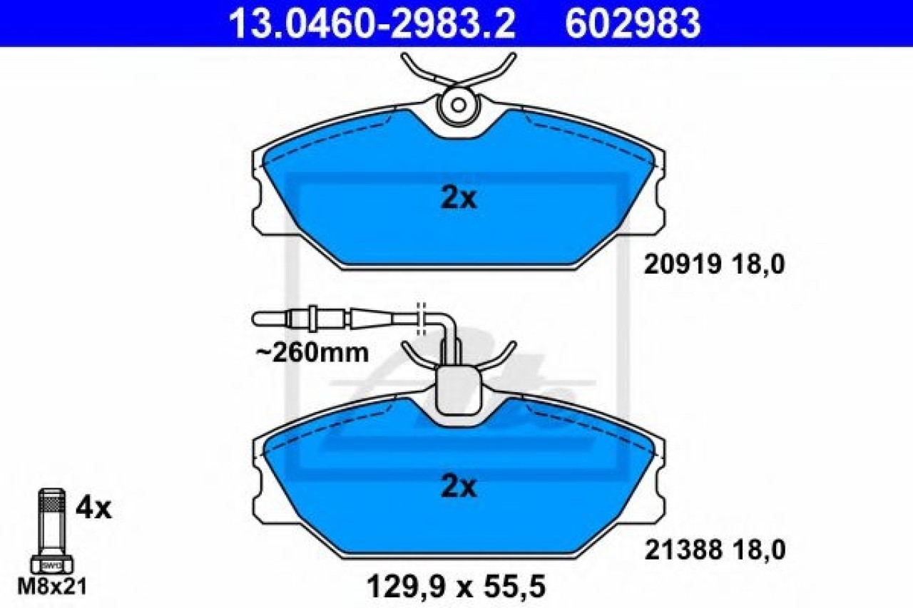 Set placute frana,frana disc RENAULT LAGUNA I Grandtour (K56) (1995 - 2001) ATE 13.0460-2983.2 piesa NOUA