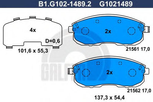 Set placute frana,frana disc RENAULT LATITUDE (L70) (2010 - 2016) GALFER B1.G102-1489.2 piesa NOUA