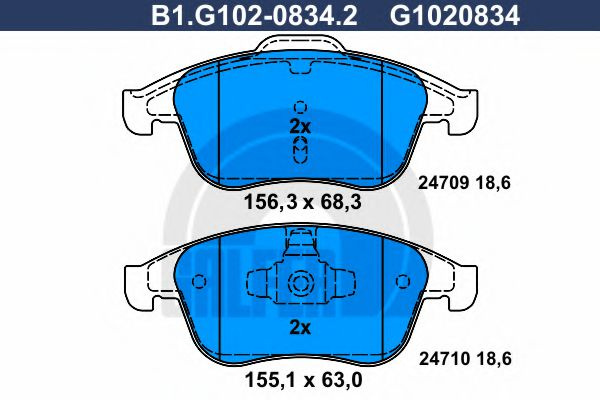 Set placute frana,frana disc RENAULT LATITUDE (L70) (2010 - 2016) GALFER B1.G102-0834.2 piesa NOUA