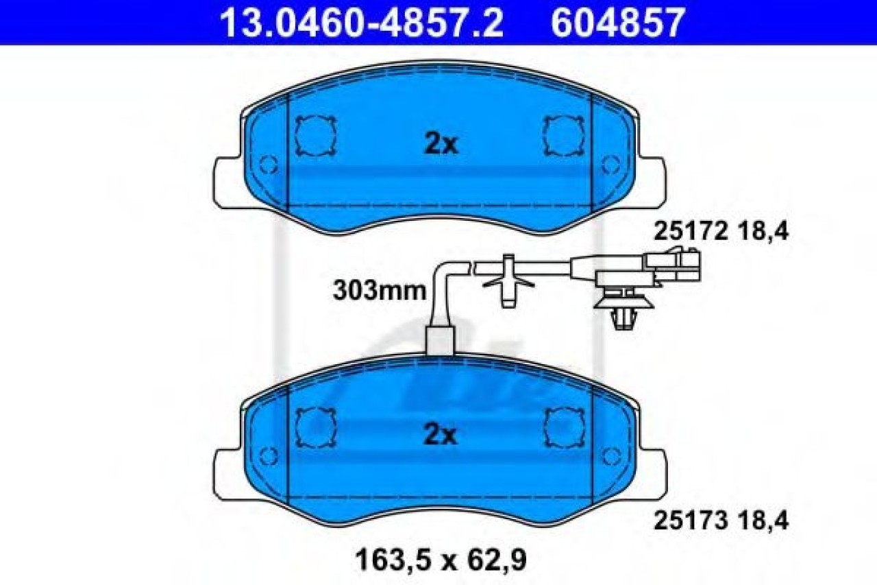 Set placute frana,frana disc RENAULT MASTER III platou / sasiu (EV, HV, UV) (2010 - 2016) ATE 13.0460-4857.2 piesa NOUA