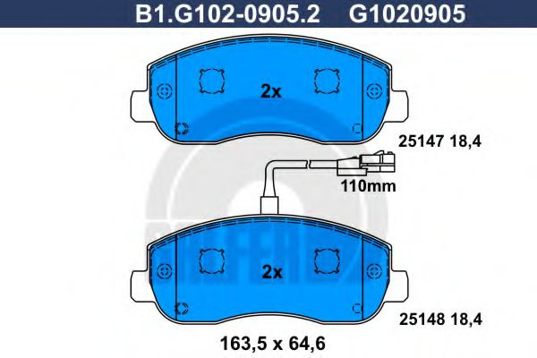 Set placute frana,frana disc RENAULT MASTER III platou / sasiu (EV, HV, UV) (2010 - 2016) GALFER B1.G102-0905.2 piesa NOUA